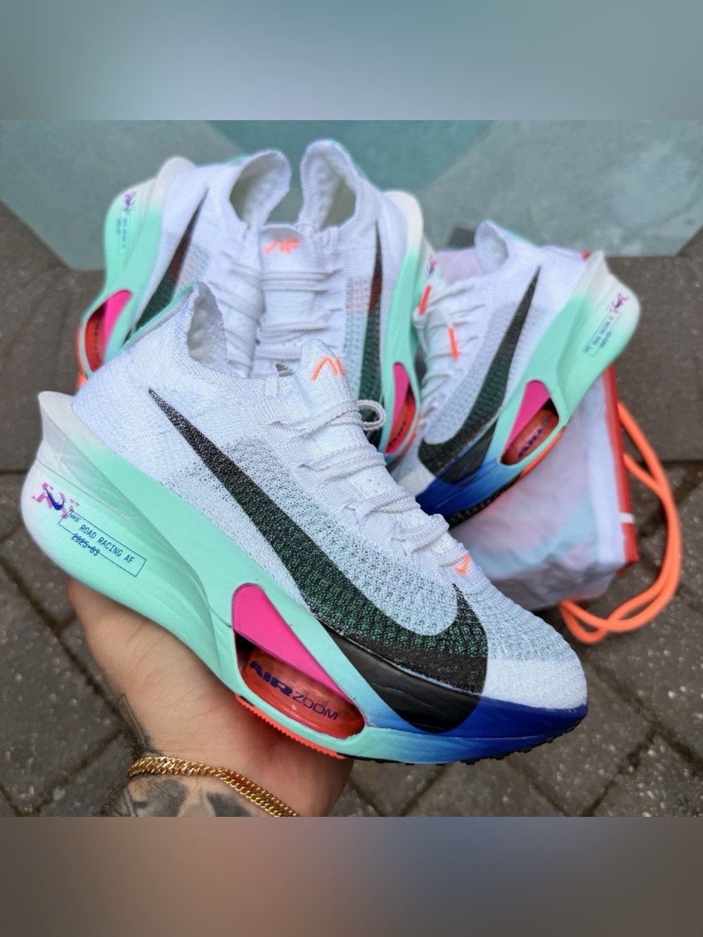 NIKE WMNS AIR ZOOM ALPHAFLY NEXT% 3 WHITE BLACK TURQ  (FD8315 104)  SZ 6.